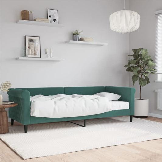 Divano Letto con Materasso Verde Scuro 80x200 cm in Velluto - homemem39
