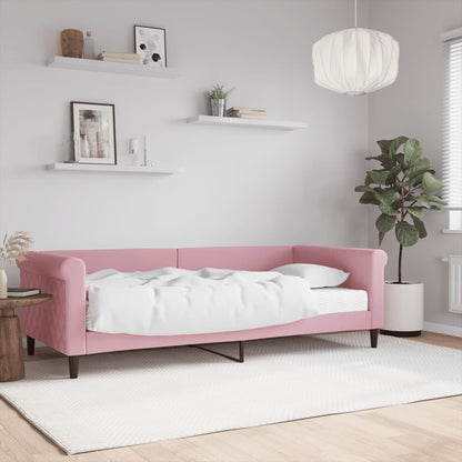 Divano Letto con Materasso Rosa 90x200 cm in Velluto - homemem39