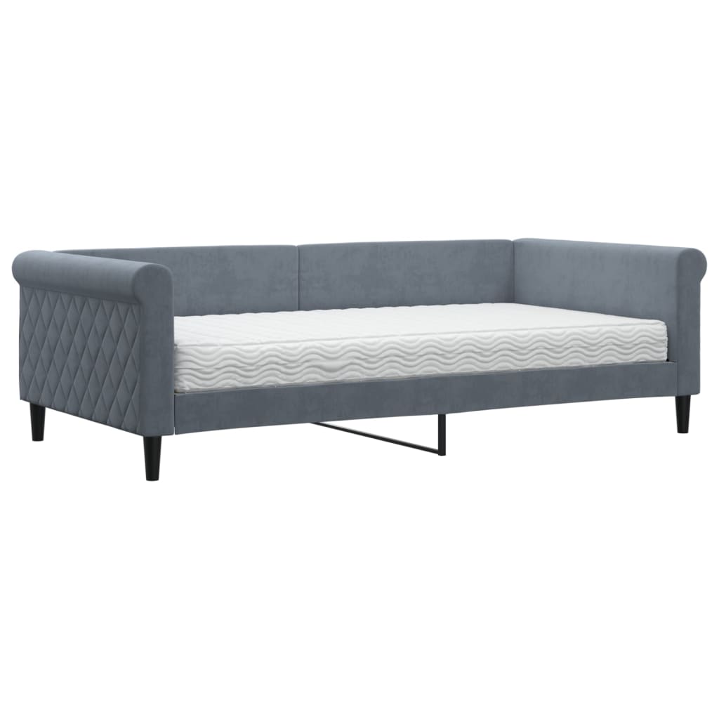 Divano Letto con Materasso Grigio Scuro 100x200 cm in Velluto | homemem39