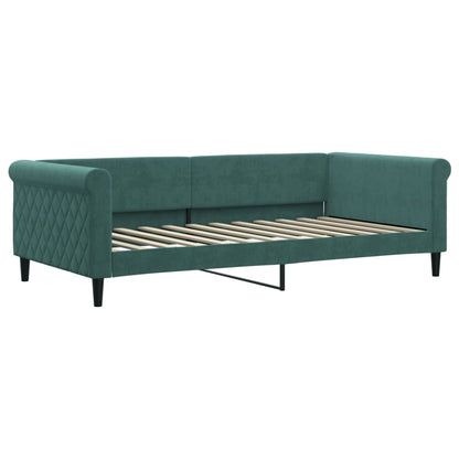 Divano Letto con Materasso Verde Scuro 100x200 cm in Velluto - homemem39