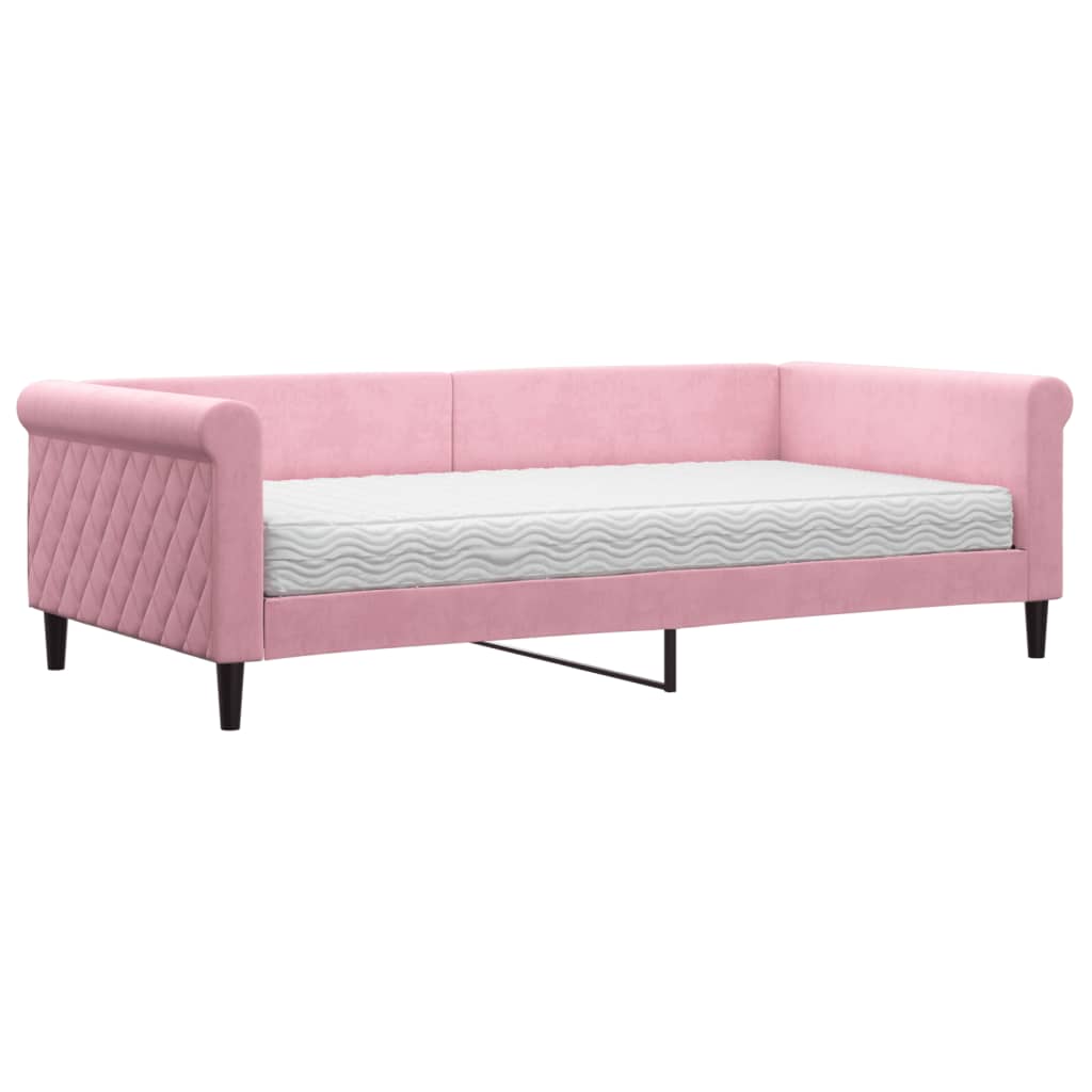 Divano Letto con Materasso Rosa 100x200 cm in Velluto - homemem39