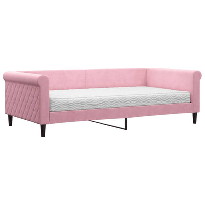 Divano Letto con Materasso Rosa 100x200 cm in Velluto - homemem39