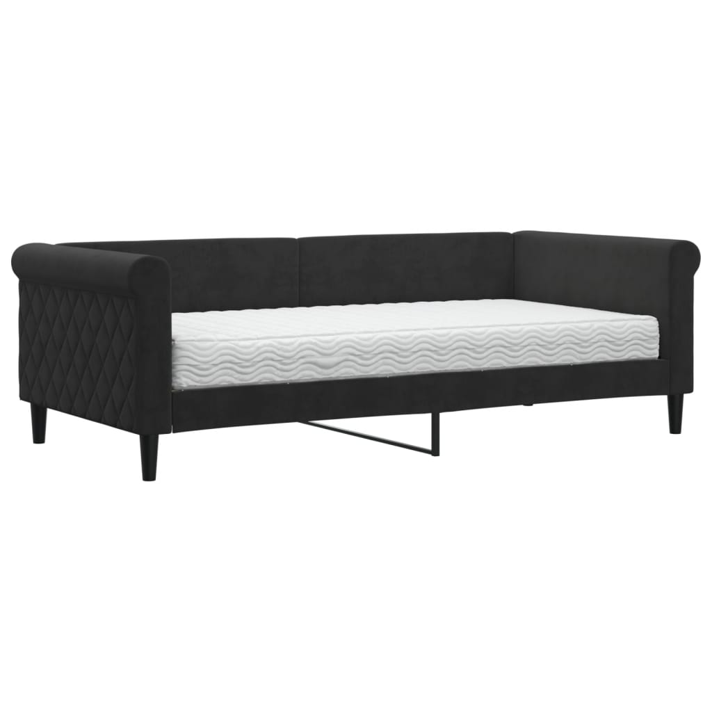 Divano Letto con Materasso Nero 90x190 cm in Velluto - homemem39