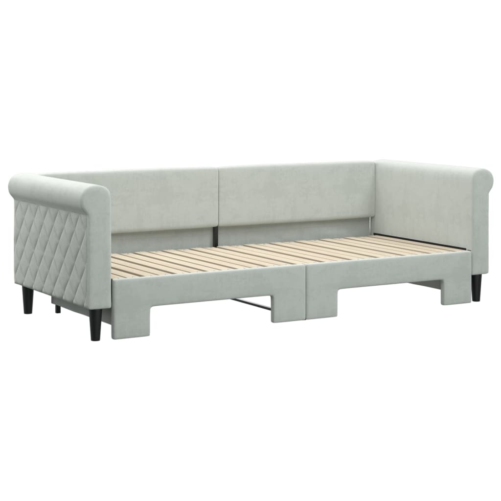 Divano Letto con Letto Estraibile Grigio Chiaro 80x200 Velluto - homemem39