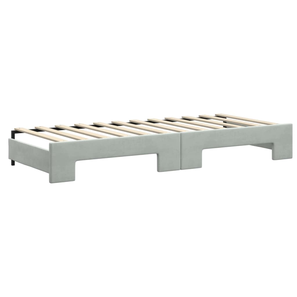 Divano Letto con Letto Estraibile Grigio Chiaro 80x200 Velluto - homemem39