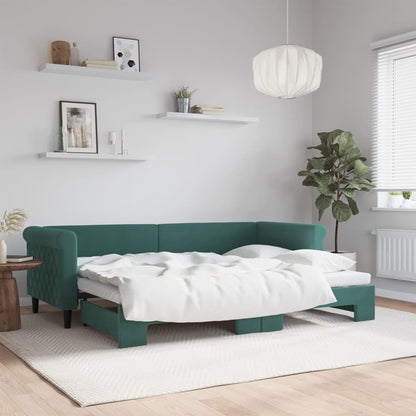 Divano Letto con Letto Estraibile Verde Scuro 80x200cm Velluto - homemem39