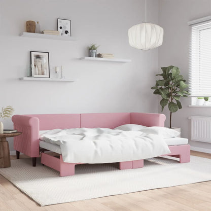 Divano Letto con Letto Estraibile Rosa 80x200 cm in Velluto - homemem39