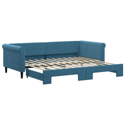 Divano Letto con Letto Estraibile Blu 90x200 cm in Velluto - homemem39