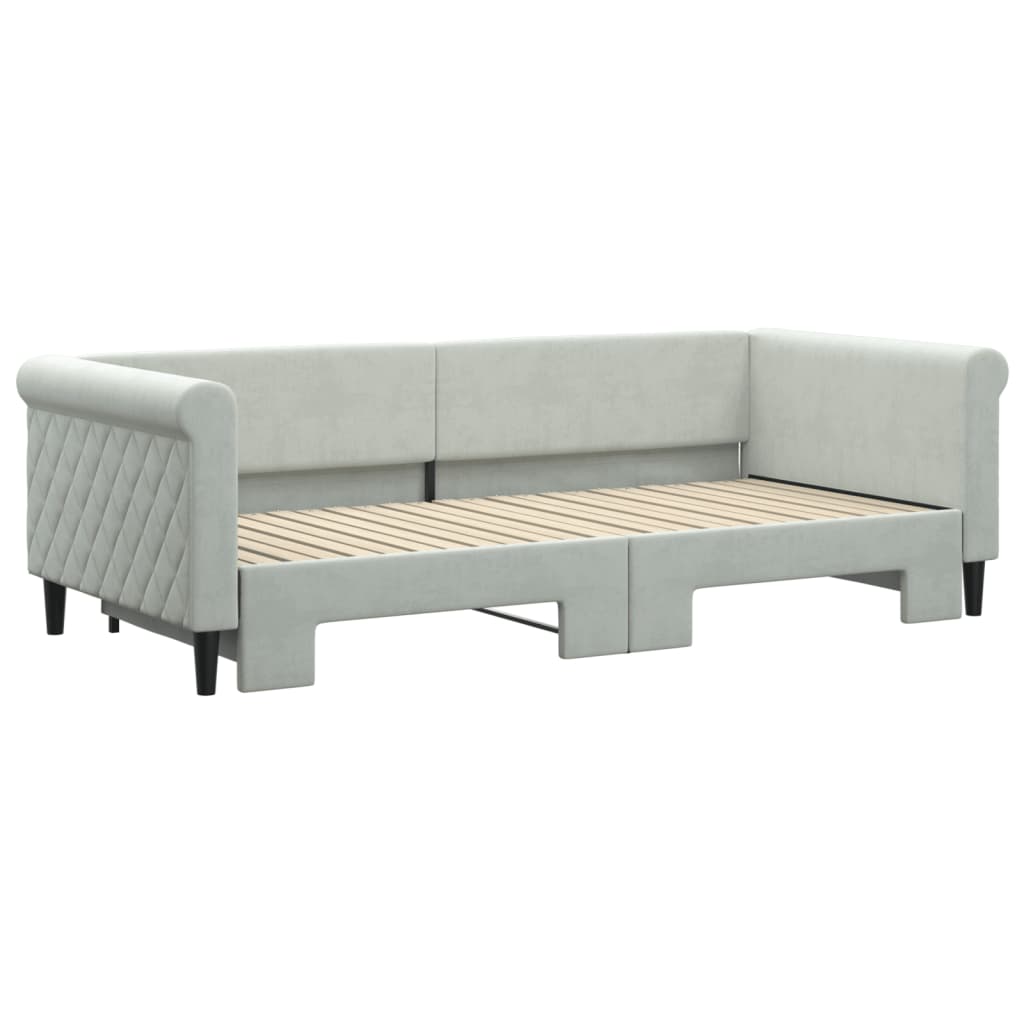 Divano Letto con Letto Estraibile Grigio Chiaro 90x200 Velluto - homemem39