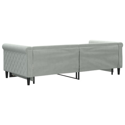 Divano Letto con Letto Estraibile Grigio Chiaro 90x200 Velluto - homemem39
