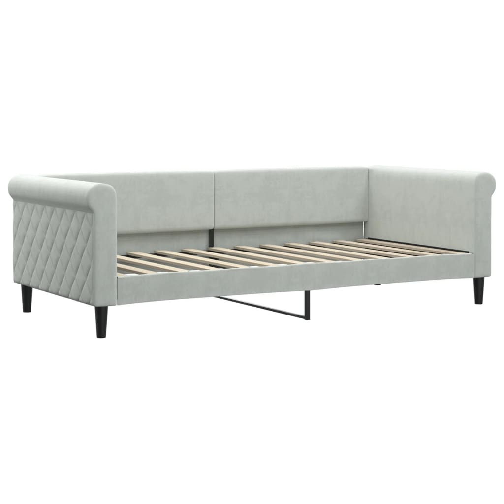 Divano Letto con Letto Estraibile Grigio Chiaro 90x200 Velluto - homemem39