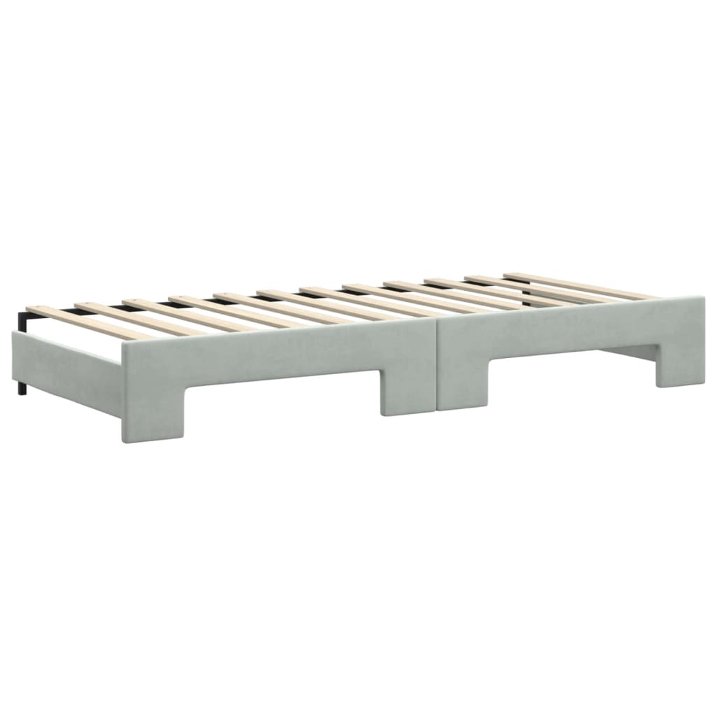 Divano Letto con Letto Estraibile Grigio Chiaro 90x200 Velluto - homemem39