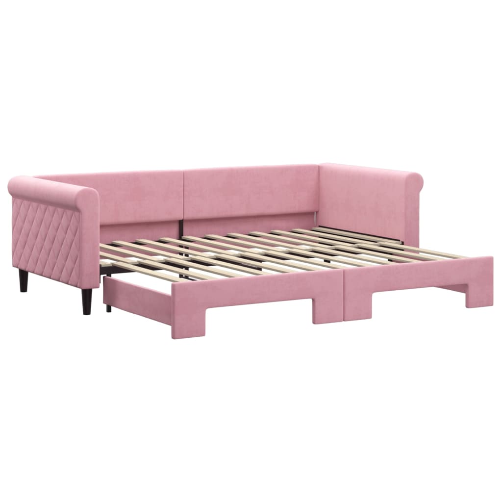 Divano Letto con Letto Estraibile Rosa 90x200 cm in Velluto - homemem39