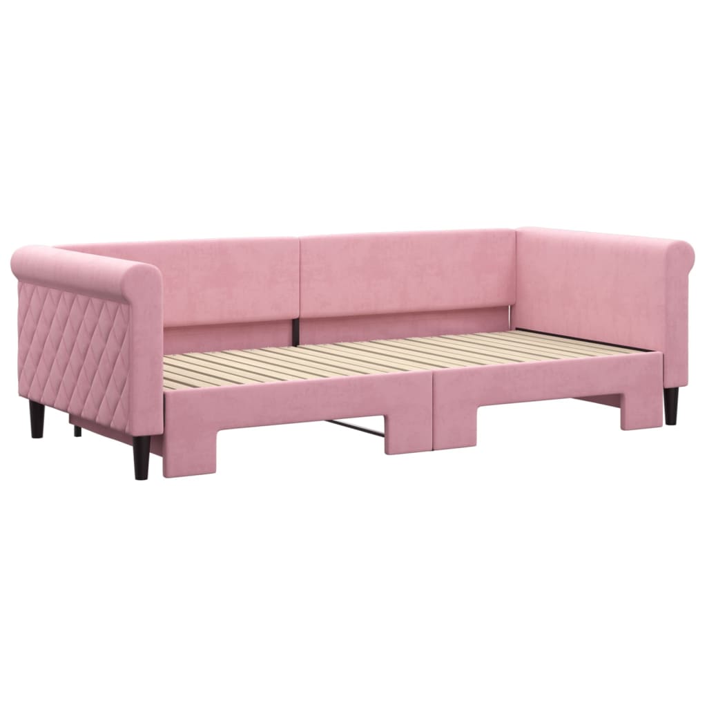 Divano Letto con Letto Estraibile Rosa 90x200 cm in Velluto - homemem39