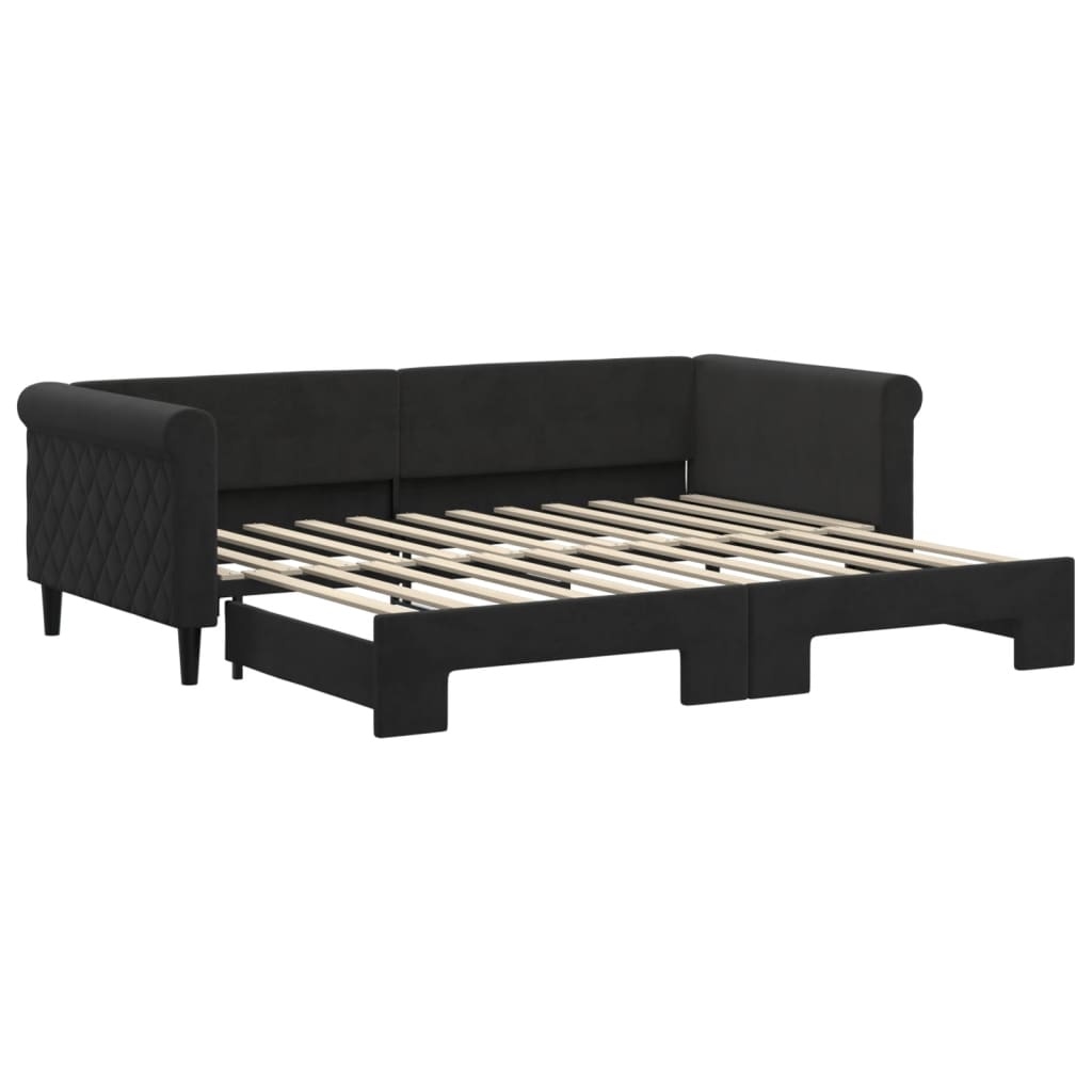 Divano Letto con Letto Estraibile Nero 90x200 cm in Velluto | homemem39