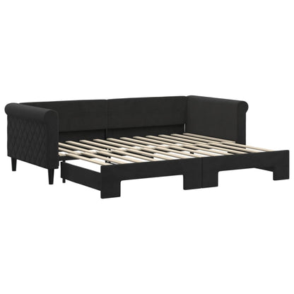 Divano Letto con Letto Estraibile Nero 90x200 cm in Velluto | homemem39