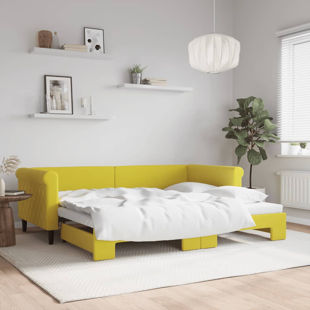Divano Letto con Letto Estraibile Giallo 90x200 cm in Velluto - homemem39
