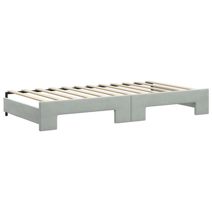 Divano Letto con Letto Estraibile Grigio Chiaro 100x200 Velluto - homemem39