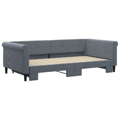 Divano Letto con Letto Estraibile Grigio Scuro 100x200 Velluto | homemem39