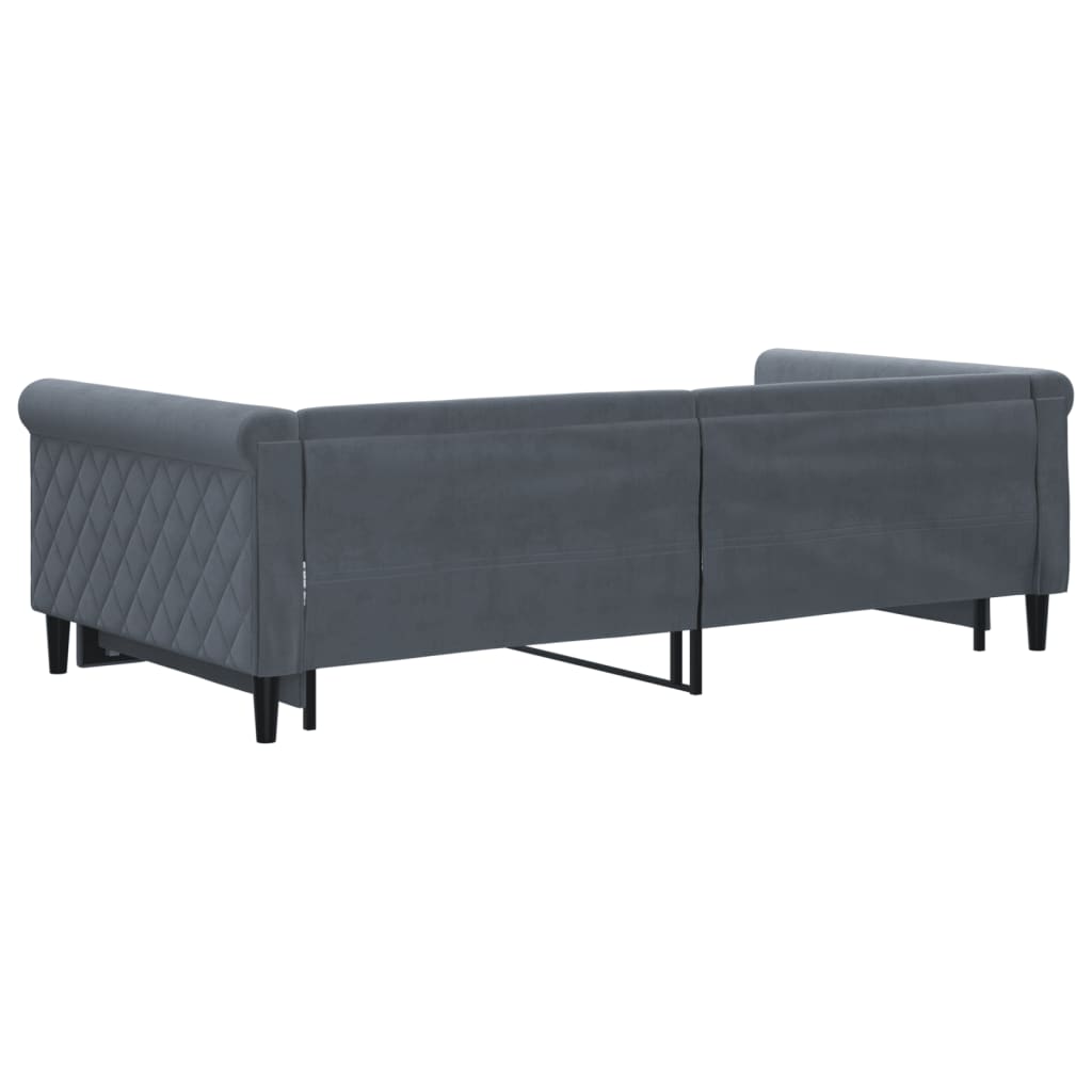 Divano Letto con Letto Estraibile Grigio Scuro 100x200 Velluto | homemem39