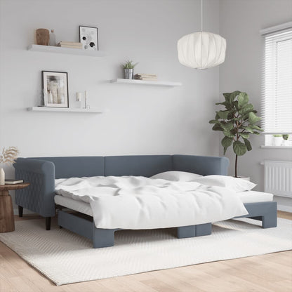 Divano Letto con Letto Estraibile Grigio Scuro 100x200 Velluto | homemem39
