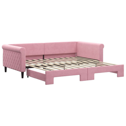 Divano Letto con Letto Estraibile Rosa 100x200 cm in Velluto - homemem39