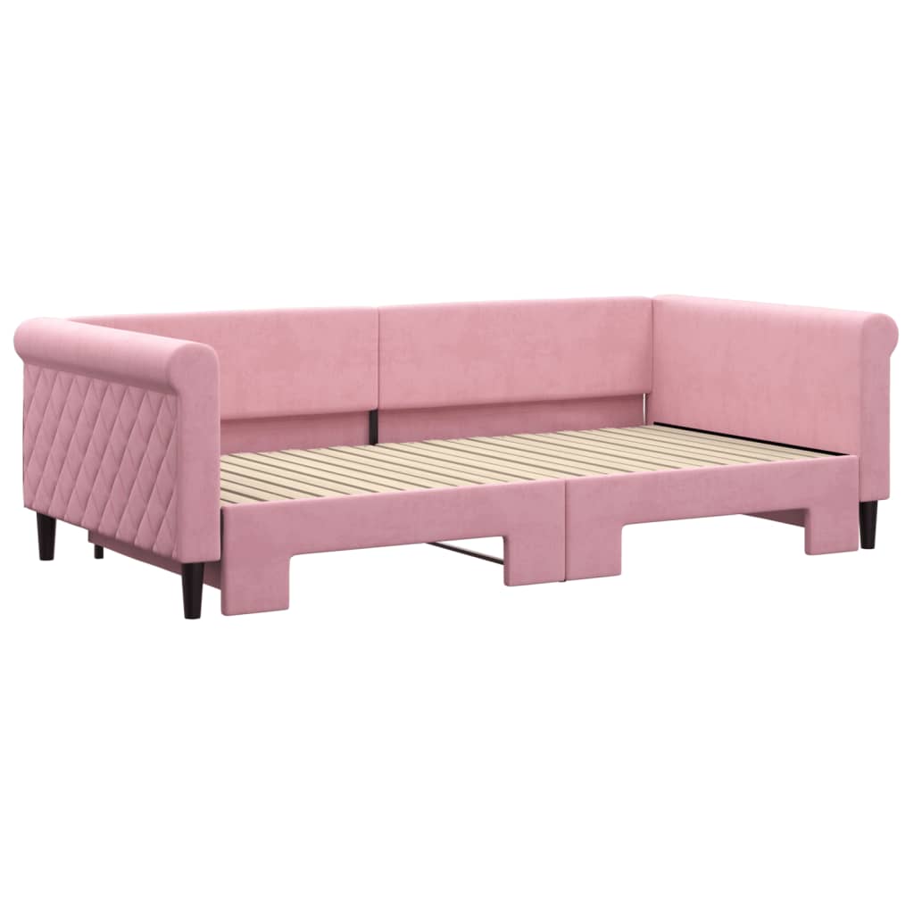 Divano Letto con Letto Estraibile Rosa 100x200 cm in Velluto - homemem39