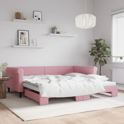 Divano Letto con Letto Estraibile Rosa 100x200 cm in Velluto - homemem39