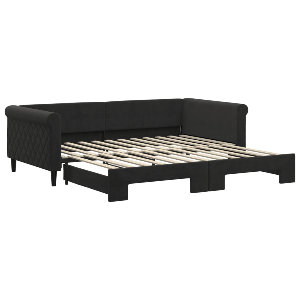 Divano Letto con Letto Estraibile Nero 100x200 cm in Velluto - homemem39