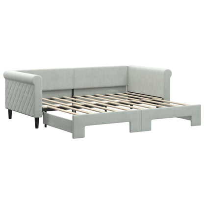 Divano Letto con Letto Estraibile Grigio Chiaro 90x190 Velluto - homemem39