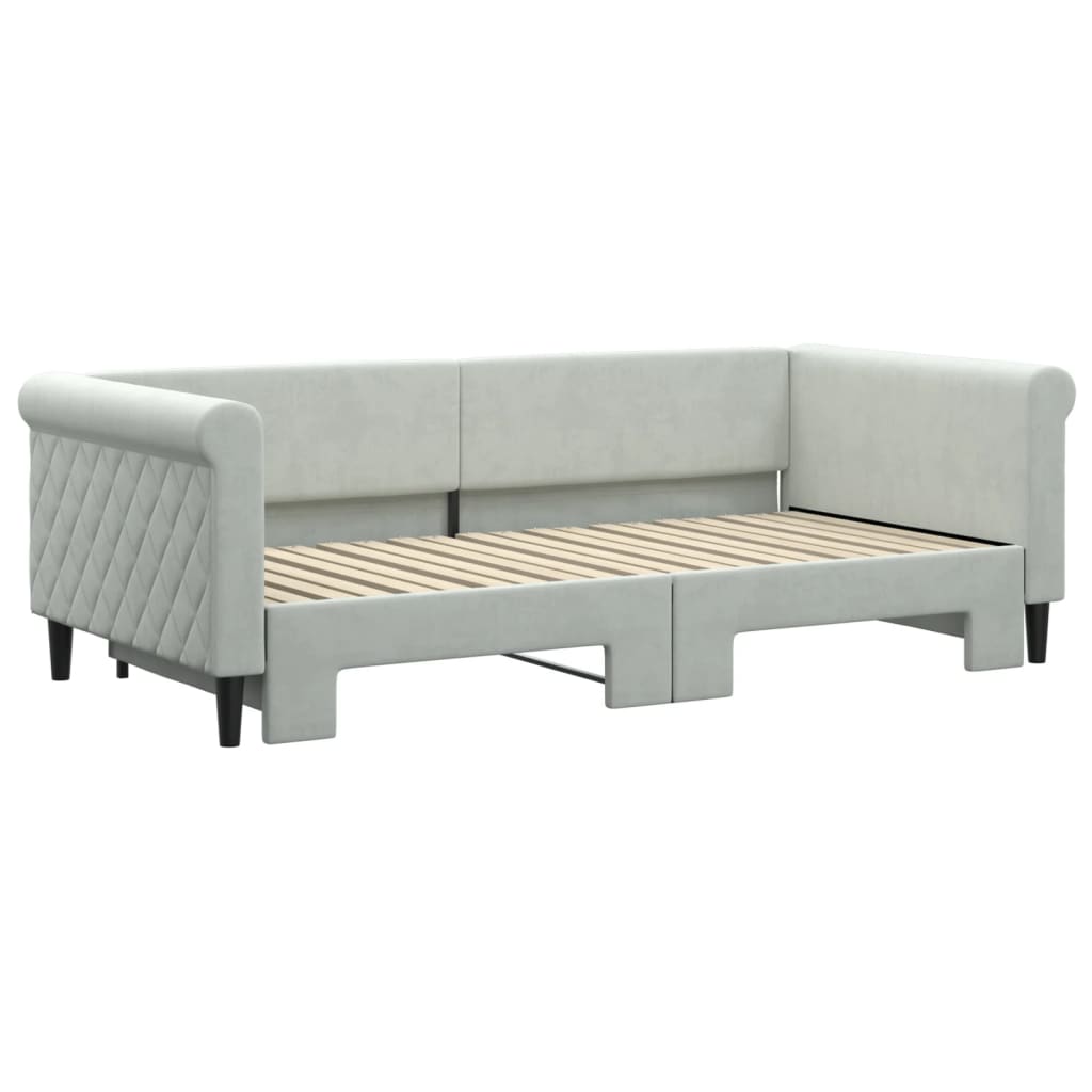 Divano Letto con Letto Estraibile Grigio Chiaro 90x190 Velluto - homemem39