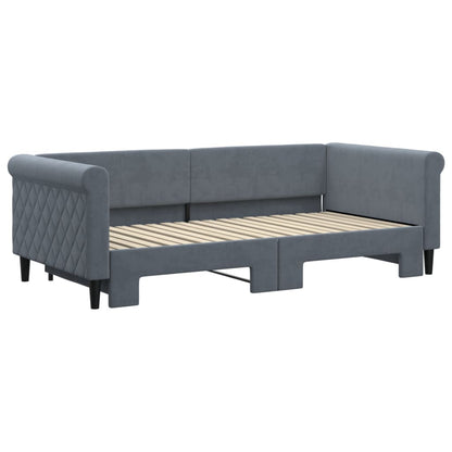 Divano Letto con Letto Estraibile Grigio Scuro 90x190cm Velluto - homemem39