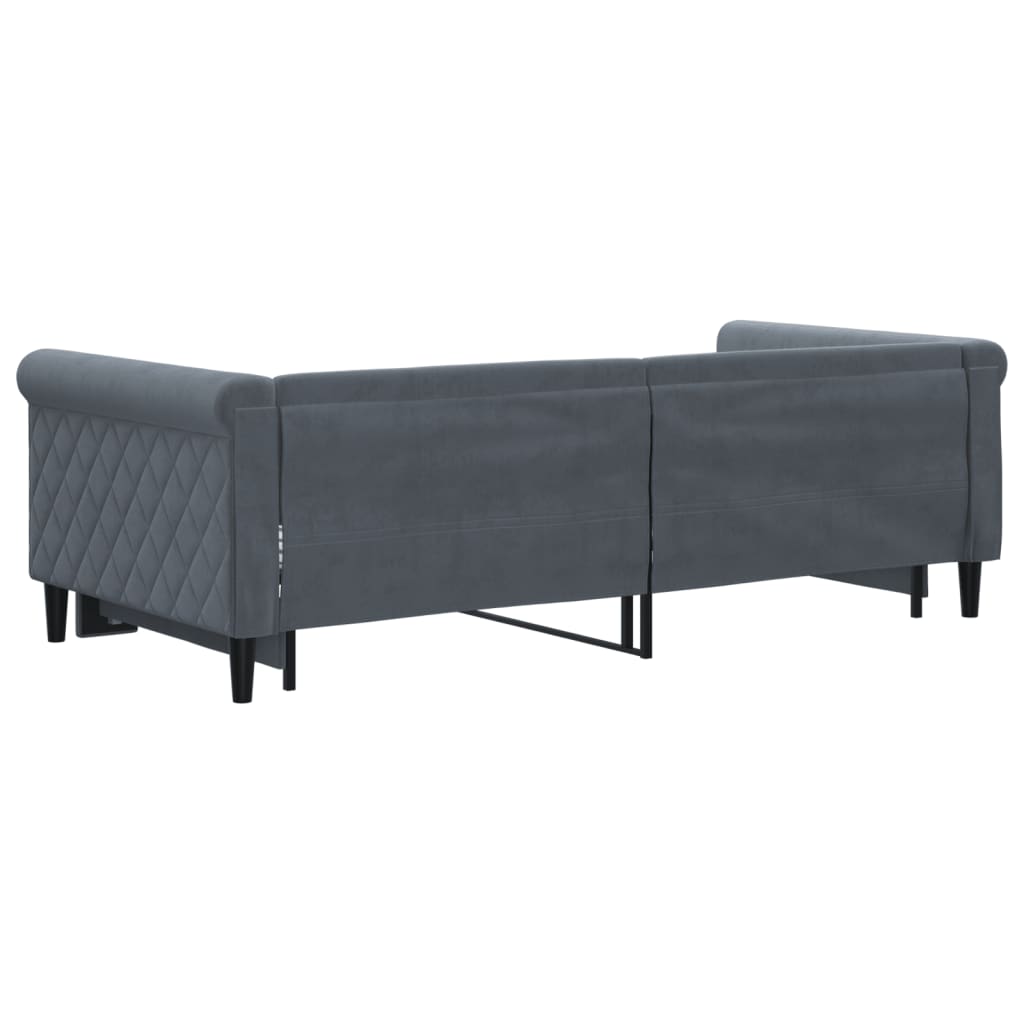 Divano Letto con Letto Estraibile Grigio Scuro 90x190cm Velluto - homemem39