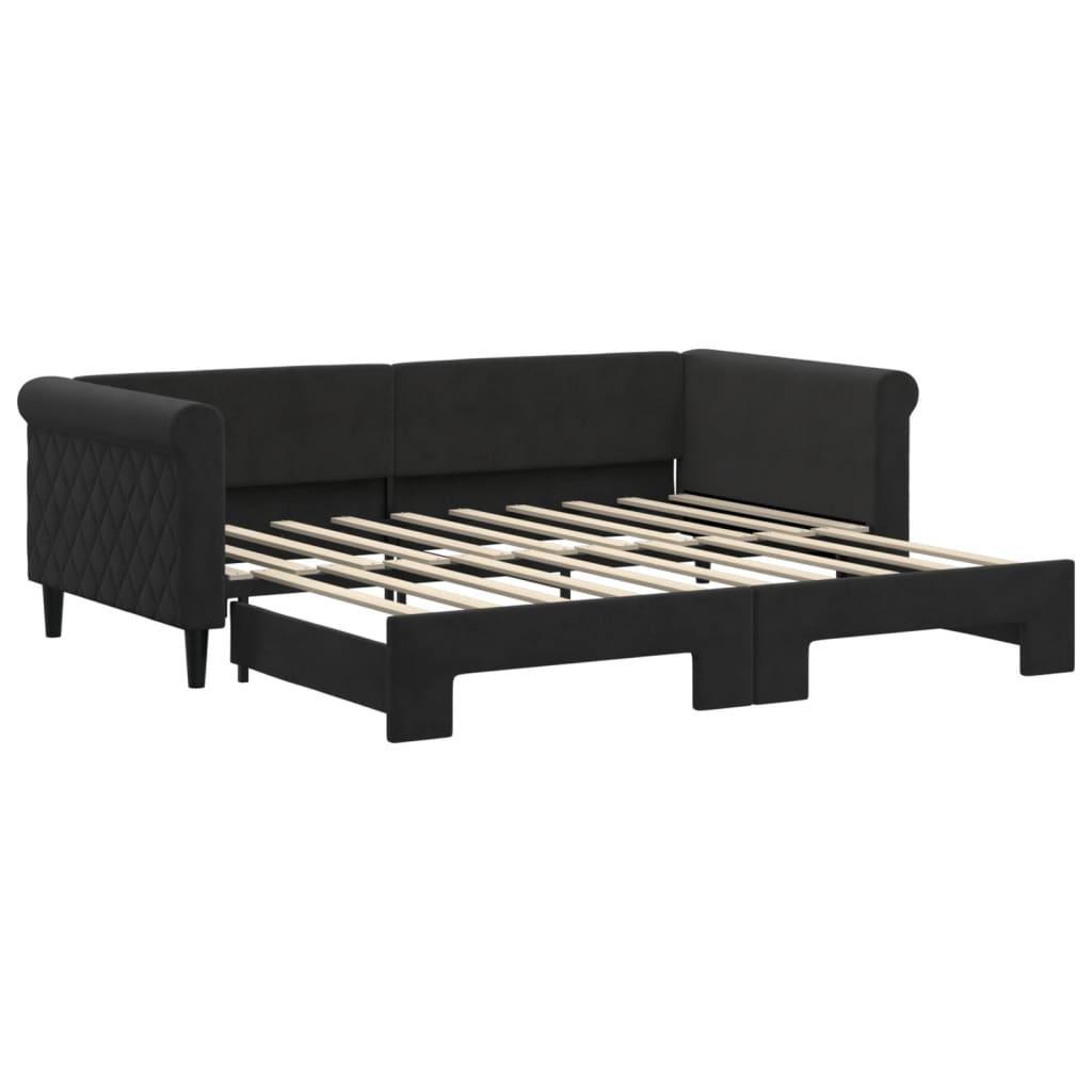 Divano Letto con Letto Estraibile Nero 90x190 cm in Velluto | homemem39