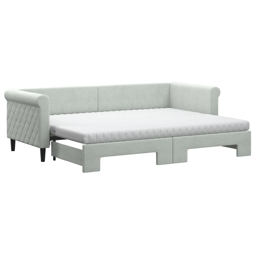 Divano Letto Estraibile Materassi Grigio Chiaro 80x200 Velluto - homemem39
