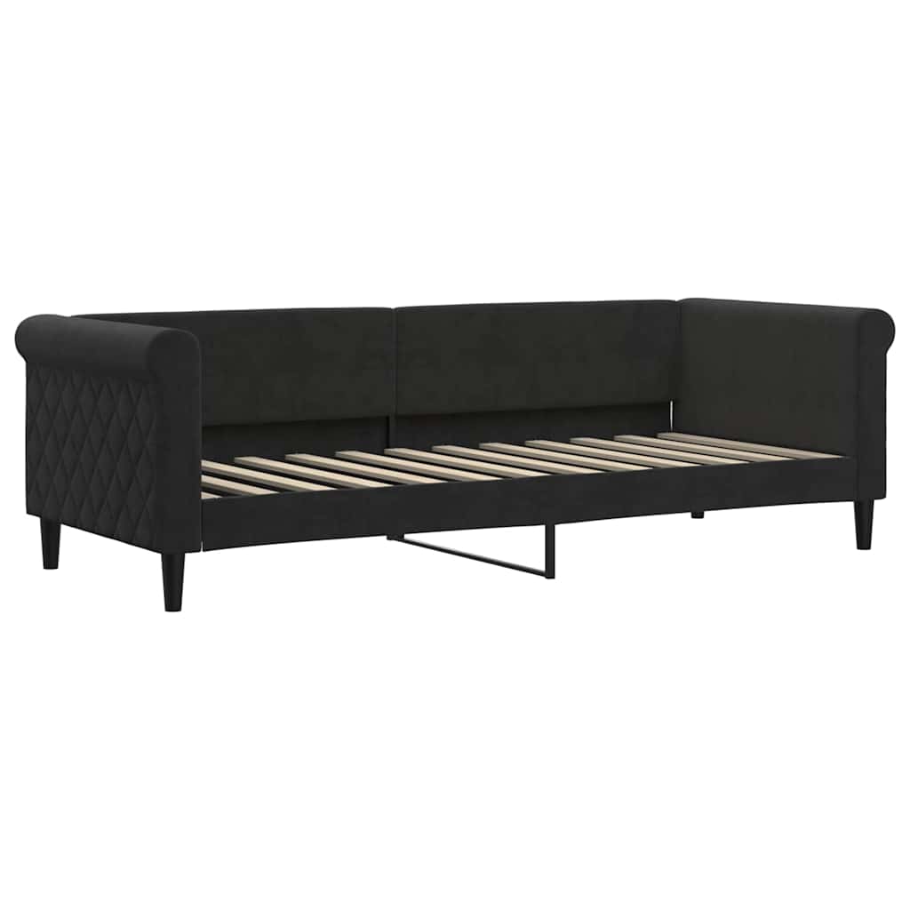 Divano Letto Estraibile con Materassi Nero 80x200 cm Velluto