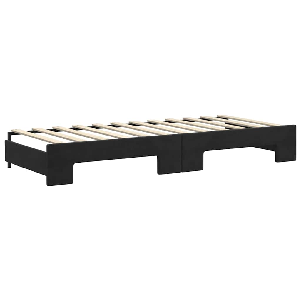 Divano Letto Estraibile con Materassi Nero 80x200 cm Velluto