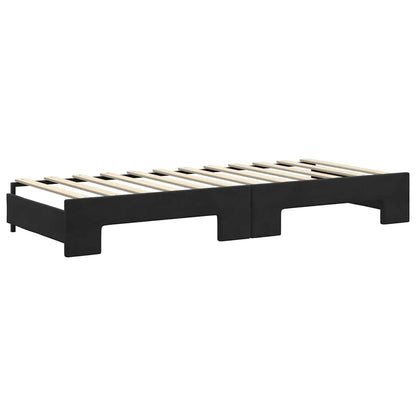 Divano Letto Estraibile con Materassi Nero 80x200 cm Velluto