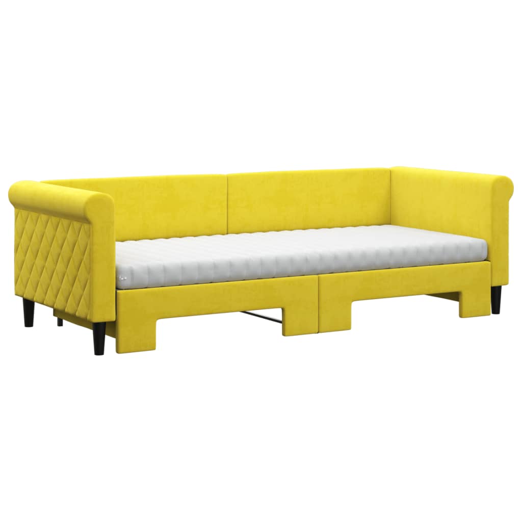 Divano Letto Estraibile con Materassi Giallo 80x200 cm Velluto - homemem39