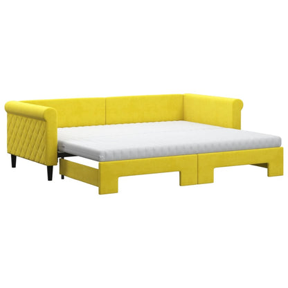 Divano Letto Estraibile con Materassi Giallo 90x200 cm Velluto