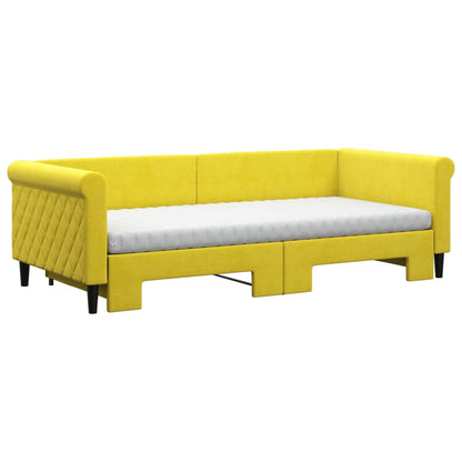 Divano Letto Estraibile con Materassi Giallo 90x200 cm Velluto