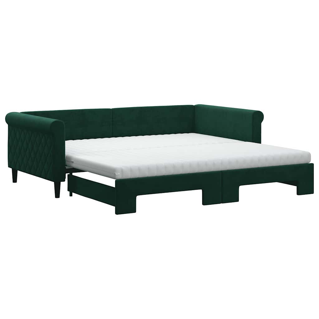 Divano Letto Estraibile Materassi Verde Scuro 100x200 Velluto | homemem39