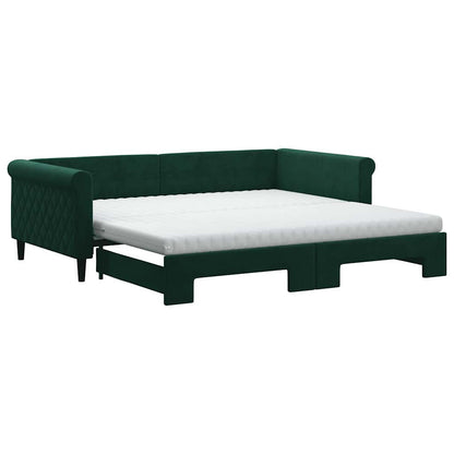 Divano Letto Estraibile Materassi Verde Scuro 100x200 Velluto | homemem39