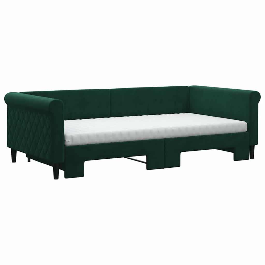 Divano Letto Estraibile Materassi Verde Scuro 100x200 Velluto | homemem39
