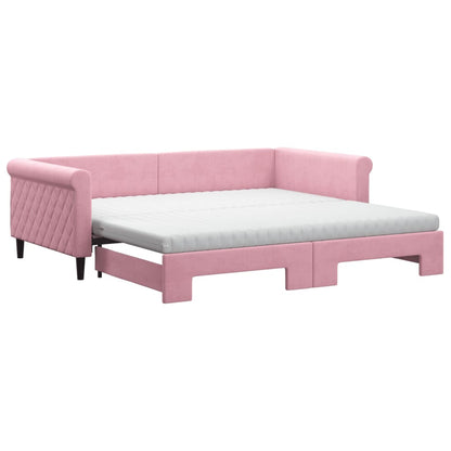 Divano Letto Estraibile con Materassi Rosa 100x200 cm Velluto - homemem39