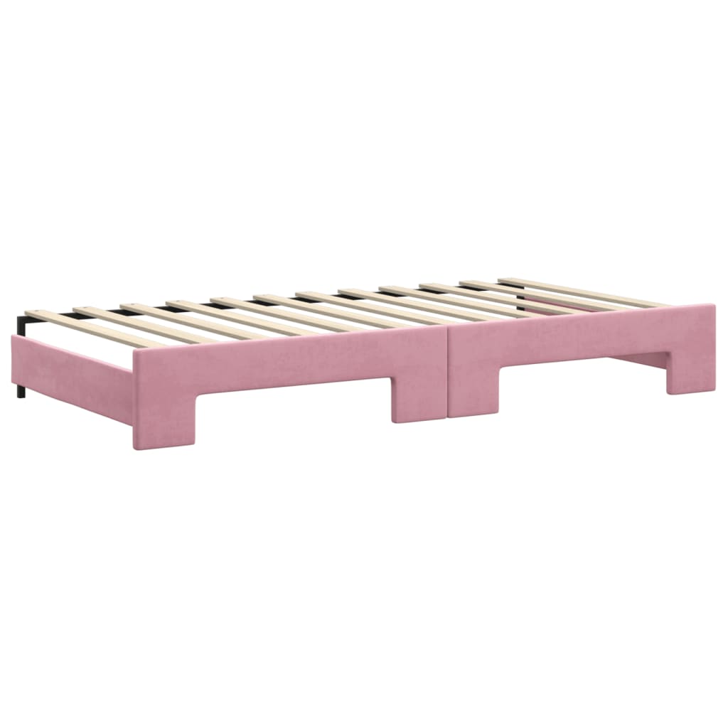 Divano Letto Estraibile con Materassi Rosa 100x200 cm Velluto - homemem39