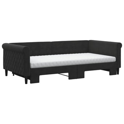 Divano Letto Estraibile con Materassi Nero 100x200 cm Velluto | homemem39