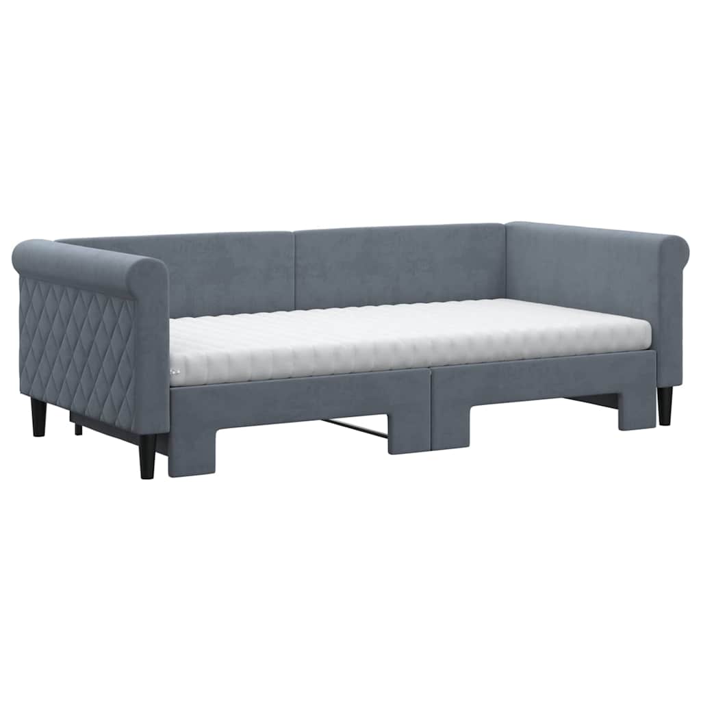 Divano Letto Estraibile Materassi Grigio Scuro 90x190cm Velluto | homemem39