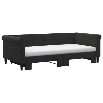 Divano Letto Estraibile con Materassi Nero 90x190 cm Velluto | homemem39