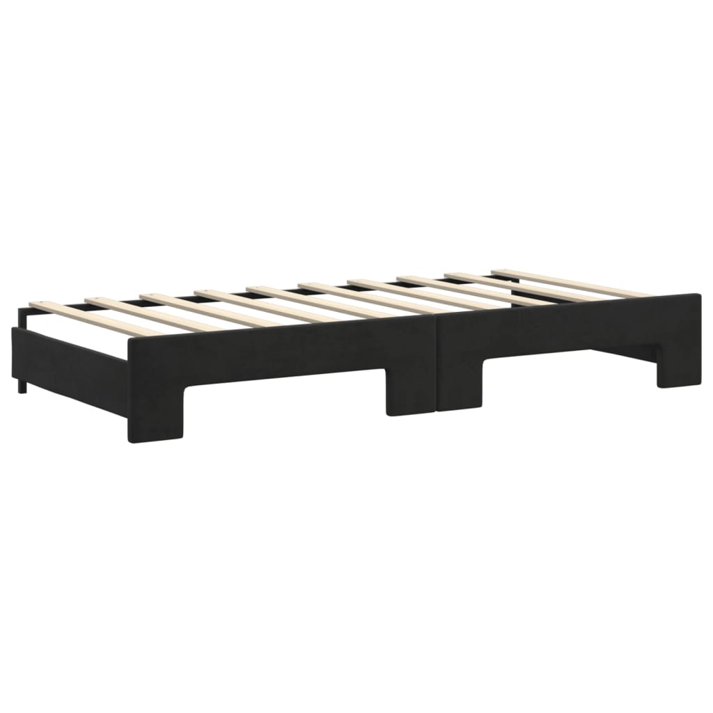 Divano Letto Estraibile con Materassi Nero 90x190 cm Velluto | homemem39